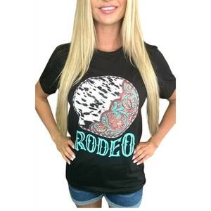 NEW STERLING KREEK rodeo leather short sleeve t-shirt in black